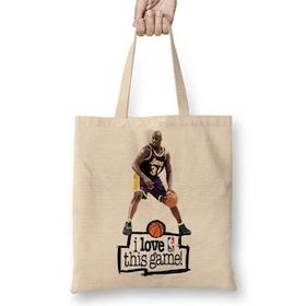 Baskı Dükkanı Shaq O'neal I Love This Game Bez Uzun Saplı Krem Rengi Çanta