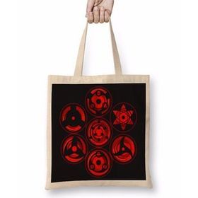 Baskı Dükkanı Sharingan Bez Uzun Saplı Krem Rengi Çanta