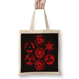 Baskı Dükkanı Sharingan Bez Uzun Saplı Krem Rengi Çanta