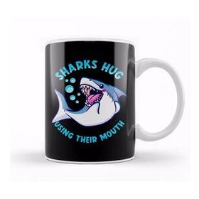 Baskı Dükkanı Sharks Hug Using Their Mouth Funny Shark Pun Kupa