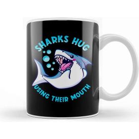 Baskı Dükkanı Sharks Hug Using Their Mouth Funny Shark Pun Kupa