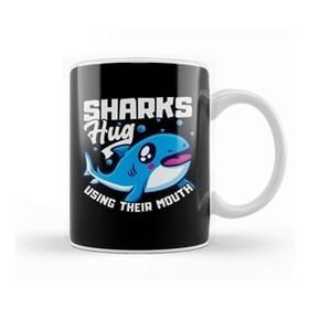 Baskı Dükkanı Sharks Hug Using Their Mouth Funny Shark Pun Kupa