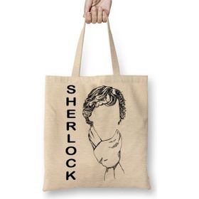 Baskı Dükkanı Sherlock 02 Bez Uzun Saplı Krem Rengi Çanta