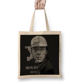 Baskı Dükkanı Sherlock Bez Uzun Saplı Krem Rengi Çanta