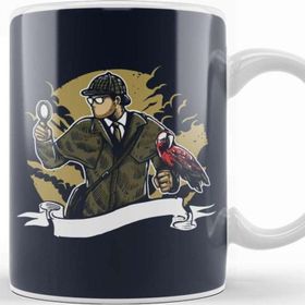 Baskı Dükkanı Sherlock Holmes Parrot Magnifying Glass Kupa