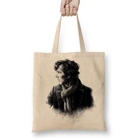 Baskı Dükkanı Sherlock Holmes Sherlocked Drawing Bez Uzun Saplı Krem Rengi Çanta