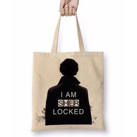 Baskı Dükkanı Sherlock I Am Sher Locked Sherlock Holmes Sherlocked Bez Uzun Saplı Krem Rengi Çanta