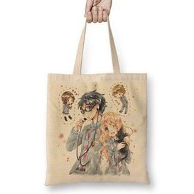 Baskı Dükkanı Shigatsu Wa Kimi No Uso One Piece Death Note Tokyo Bez Uzun Saplı Krem Rengi Çanta