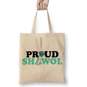 Baskı Dükkanı Shinee Proud Shawol Bez Uzun Saplı Krem Rengi Çanta