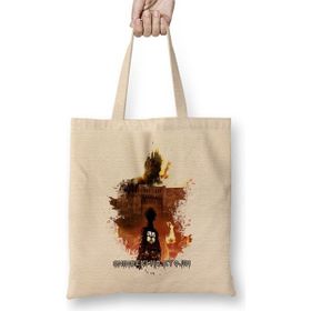 Baskı Dükkanı Shingeki No Kyojin Ataque Dos Titas Bez Uzun Saplı Krem Rengi Çanta