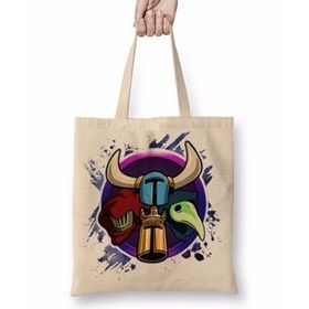 Baskı Dükkanı Shovel Knight Head Bez Uzun Saplı Krem Rengi Çanta