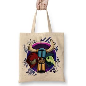 Baskı Dükkanı Shovel Knight Head Bez Uzun Saplı Krem Rengi Çanta