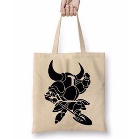 Baskı Dükkanı Shovel Knight Minimalist Bez Uzun Saplı Krem Rengi Çanta