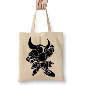 Baskı Dükkanı Shovel Knight Minimalist Bez Uzun Saplı Krem Rengi Çanta