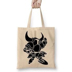 Baskı Dükkanı Shovel Knight Minimalist Bez Uzun Saplı Krem Rengi Çanta