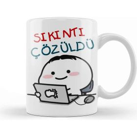 Baskı Dükkanı Sıkıntı Çözüldü Komik Beyaz Porselen Kupa