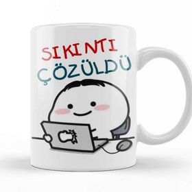 Baskı Dükkanı Sıkıntı Çözüldü Komik Beyaz Porselen Kupa