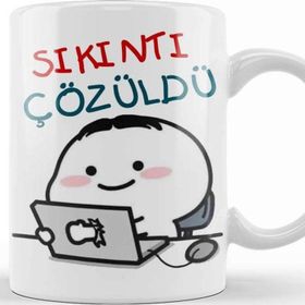 Baskı Dükkanı Sıkıntı Çözüldü Komik Beyaz Porselen Kupa