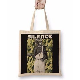 Baskı Dükkanı Silence Rms Will Tigre Bez Uzun Saplı Krem Rengi Çanta