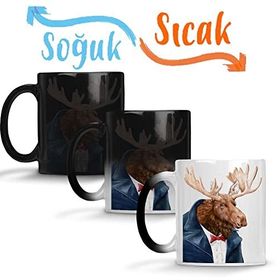 Baskı Dükkanı Şişman Süslü Geyik Sihirli Porselen Kupa