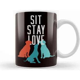 Baskı Dükkanı Sit Stay Love Dog Owner Puppy Lover Pet Fan Animals Rescue Kupa
