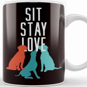 Baskı Dükkanı Sit Stay Love Dog Owner Puppy Lover Pet Fan Animals Rescue Kupa