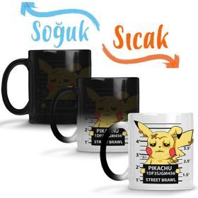 Baskı Dükkanı SK1031 Pikachu Bad Boy Pokemon Sihirli Porselen Bardak Kupa