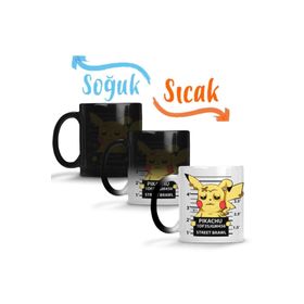 Baskı Dükkanı SK1031 Pikachu Bad Boy Pokemon Sihirli Porselen Bardak Kupa