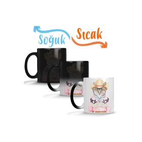 Baskı Dükkanı SK10387 Süslü Kedi Cats Sihirli Porselen Bardak Kupa