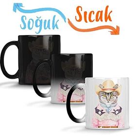 Baskı Dükkanı SK10387 Süslü Kedi Cats Sihirli Porselen Bardak Kupa