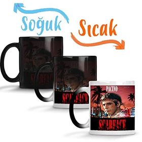 Baskı Dükkanı SK11135 Scarface Al Pacino Sihirli Porselen Bardak Kupa