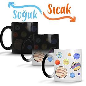 Baskı Dükkanı SK7903 Gezegenler 02 Sihirli Porselen Bardak Kupa