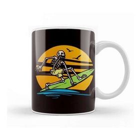 Baskı Dükkanı Skeleton Surfer Surfboard Surfing Water Sports Longboard Kupa