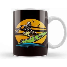 Baskı Dükkanı Skeleton Surfer Surfboard Surfing Water Sports Longboard Kupa