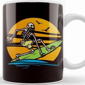 Baskı Dükkanı Skeleton Surfer Surfboard Surfing Water Sports Longboard Kupa