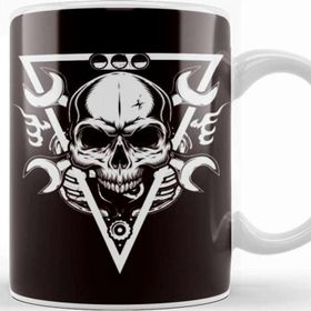 Baskı Dükkanı Skull Auto Mechanic Cars Garage Tuning Workshop Screwdriver Kupa