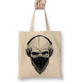 Baskı Dükkanı Skull Branca Feminina E Masculina Bez Çanta