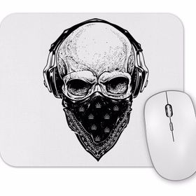 Baskı Dükkanı Skull Branca Feminina E Masculina Mouse Pad