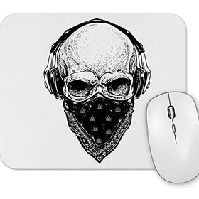 Baskı Dükkanı Skull Branca Feminina E Masculina Mouse Pad