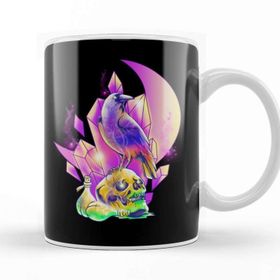 Baskı Dükkanı Skull Crow Rpg Gamer Fantasy Gaming Pastel Art Kupa