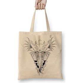 Baskı Dükkanı Skull Devil Branca Bez Çanta