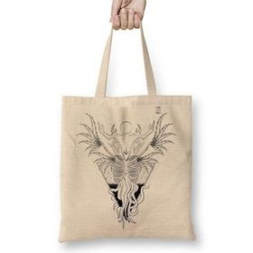 Baskı Dükkanı Skull Devil Branca Bez Çanta