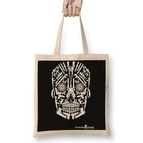 Baskı Dükkanı Skull Gun White Bez Çanta