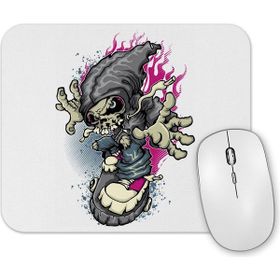 Baskı Dükkanı Skull On Skateboard Mouse Pad