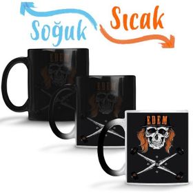 Baskı Dükkanı Skull Radical Sihirli Porselen Kupa