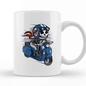 Baskı Dükkanı Skull Scooter Kupa