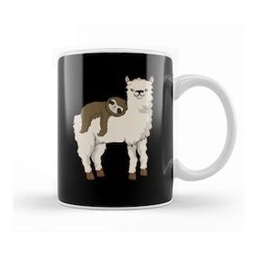 Baskı Dükkanı Sloth Riding Llama Adorable Fluffy Lama & Sloth Kupa