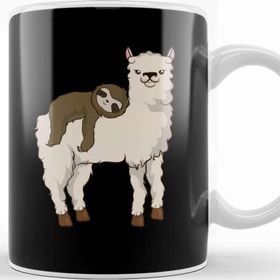 Baskı Dükkanı Sloth Riding Llama Adorable Fluffy Lama & Sloth Kupa