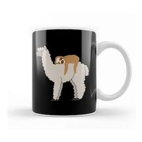 Baskı Dükkanı Sloth Riding Llama Adorable Lama & Sleepy Sloth Kupa