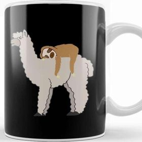 Baskı Dükkanı Sloth Riding Llama Adorable Lama & Sleepy Sloth Kupa